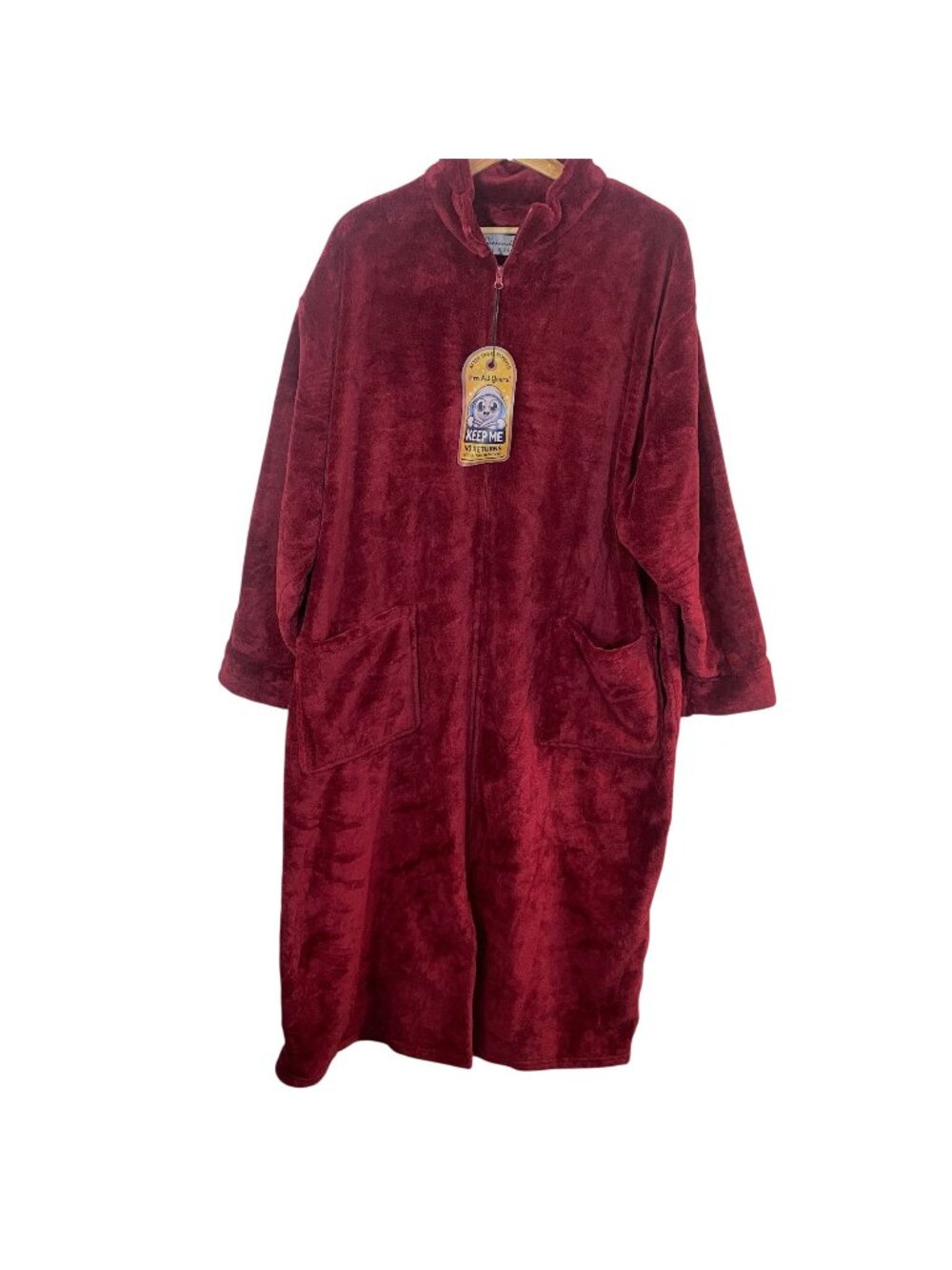 Alexander Del Rossa Plush Fleece Robe Deep Pockets Women 3X Maroon Cozy New